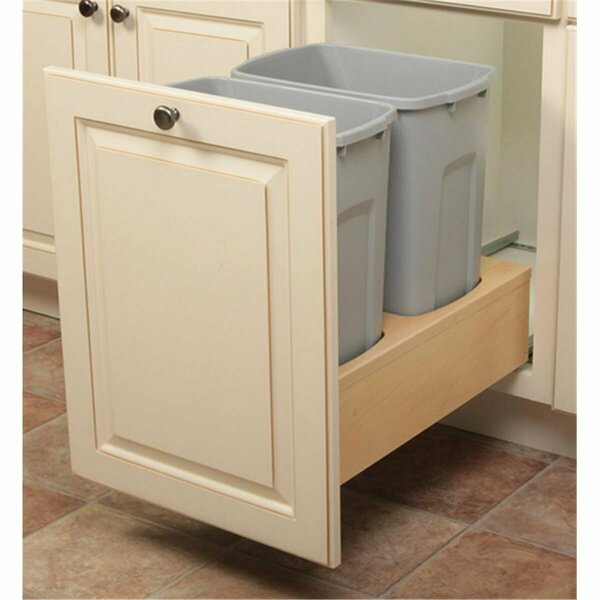 Sticky Situation 2-35 qt. Soft Close Door Mount Waste Bins with Wood Surround - Platinum - 11.81 x 19.25 in. ST2984787